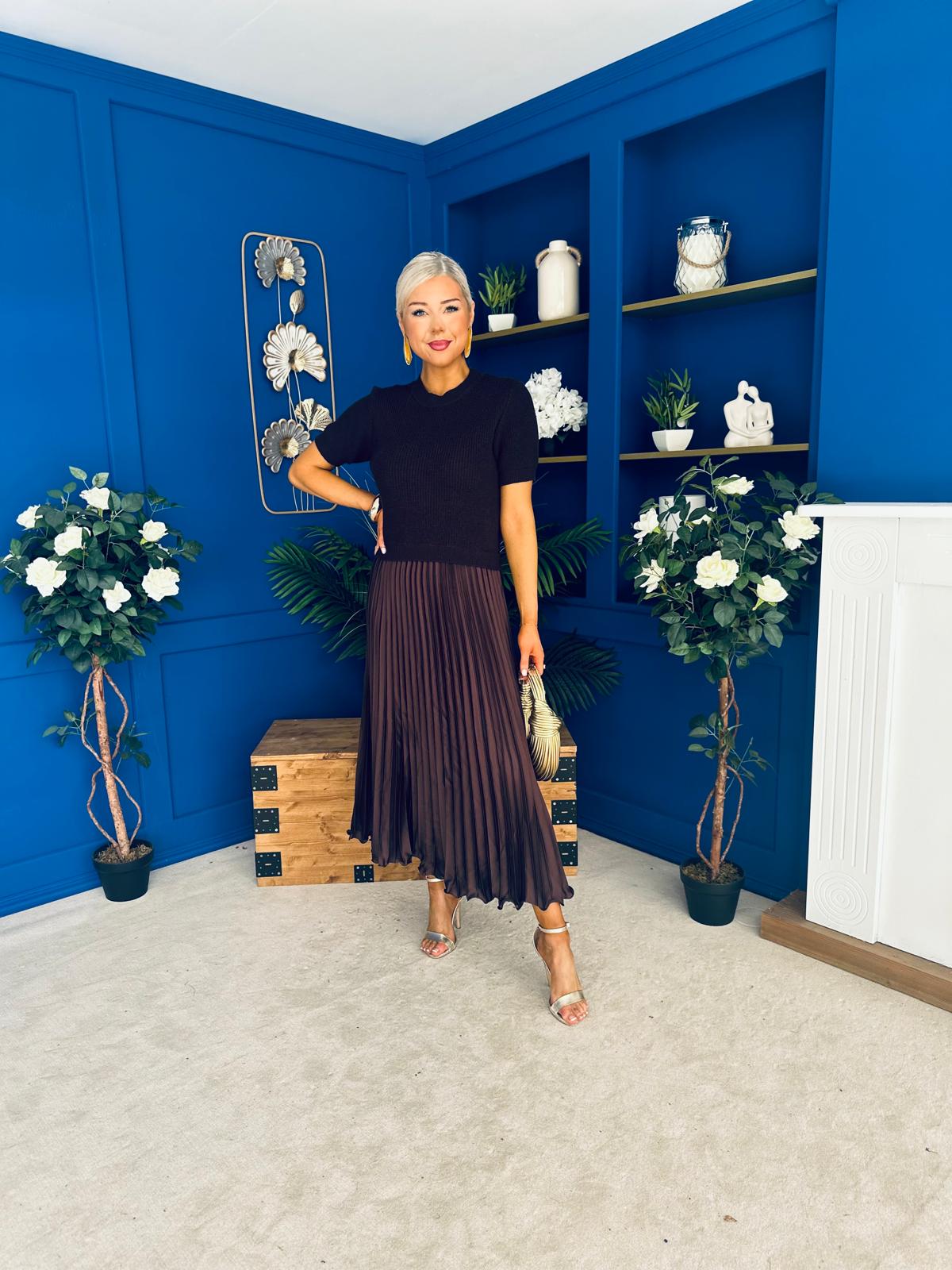Jane Knit & Satin Midi Dress Coco