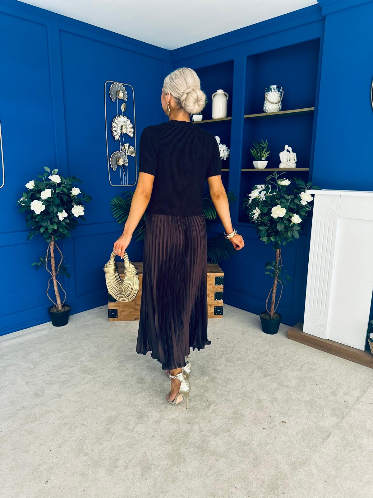 Jane Knit & Satin Midi Dress Coco