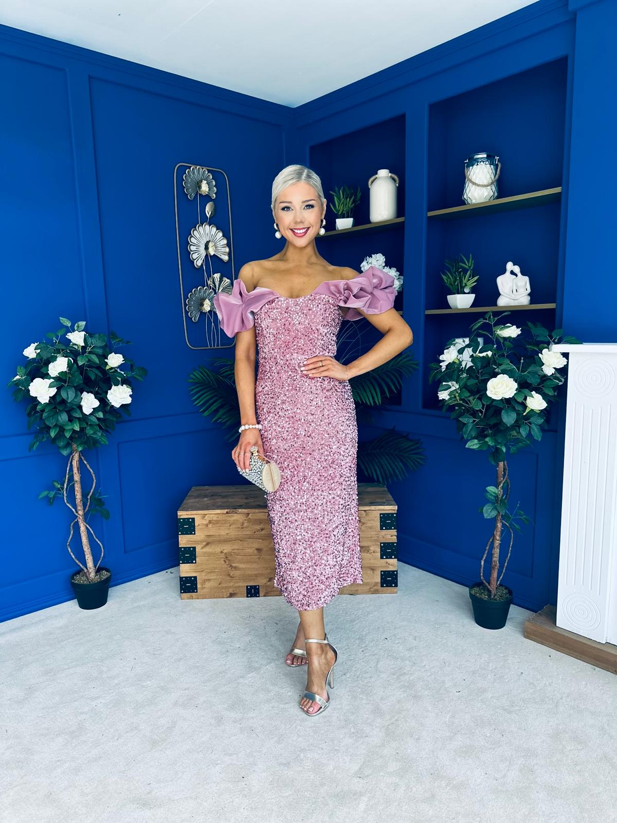 Philipa Sequin Occasion Dress Mauve Pre Order 20 Sept