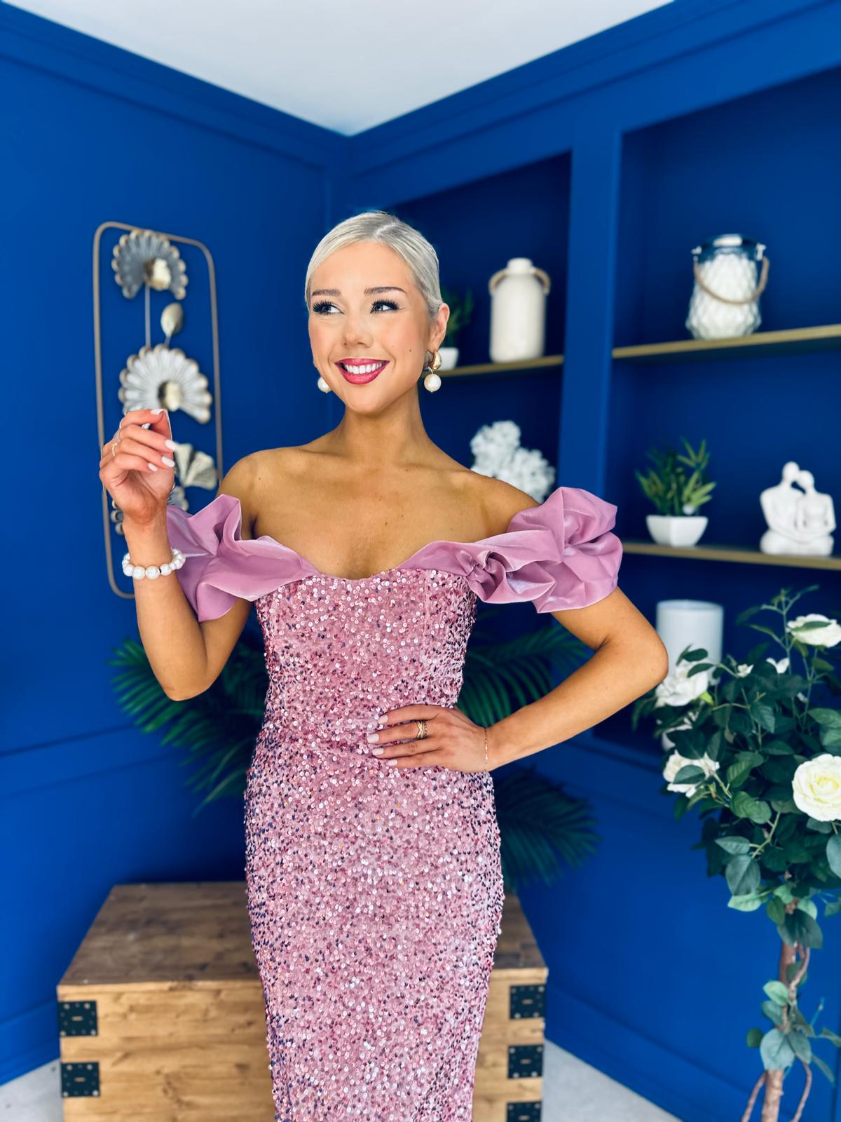 Philipa Sequin Occasion Dress Mauve Pre Order 20 Sept