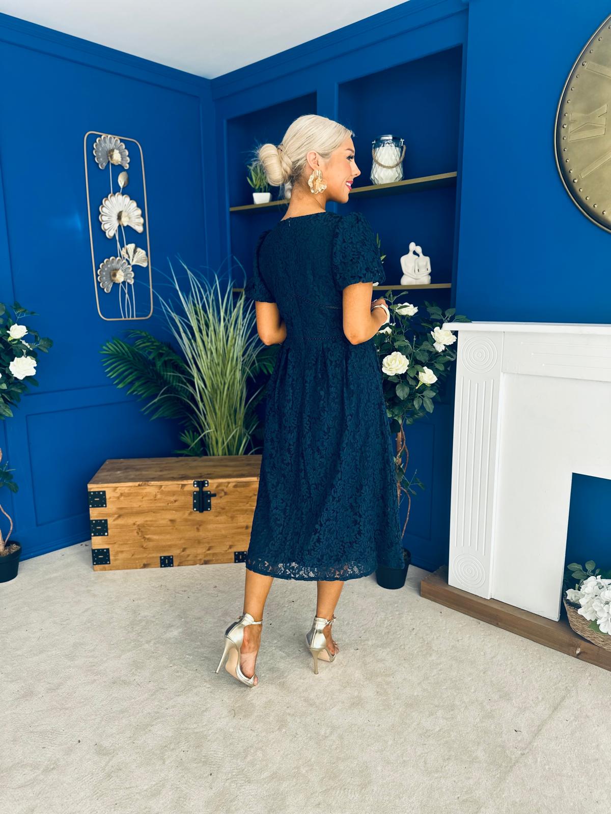 Kelly Lace Detail Occasion Dress Navy