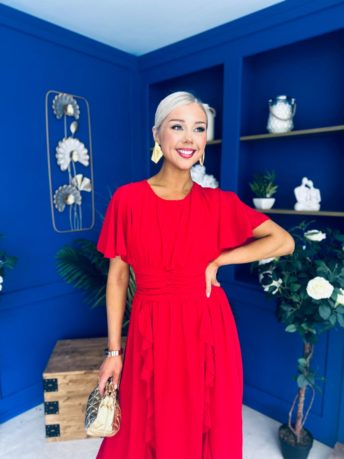 Tina Banded Midi Dress Strawberry