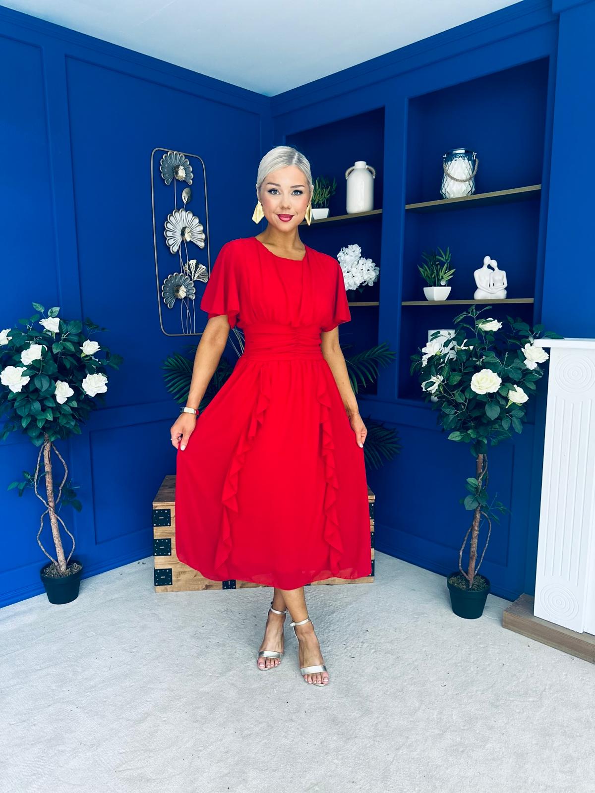 Tina Banded Midi Dress Strawberry