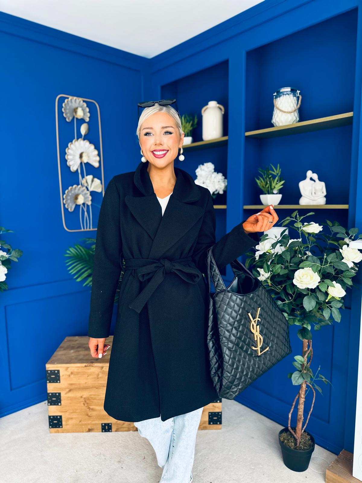 Leanne Detailed Trench Coat Black