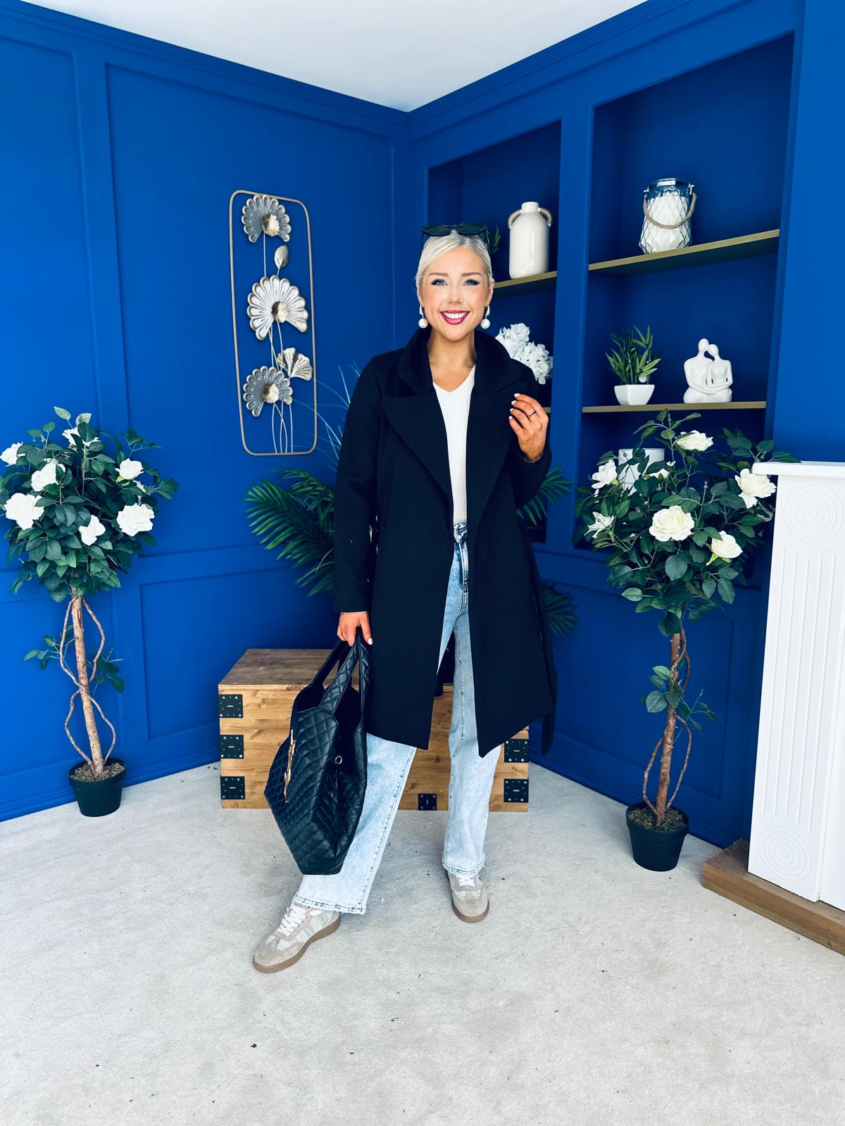 Leanne Detailed Trench Coat Black