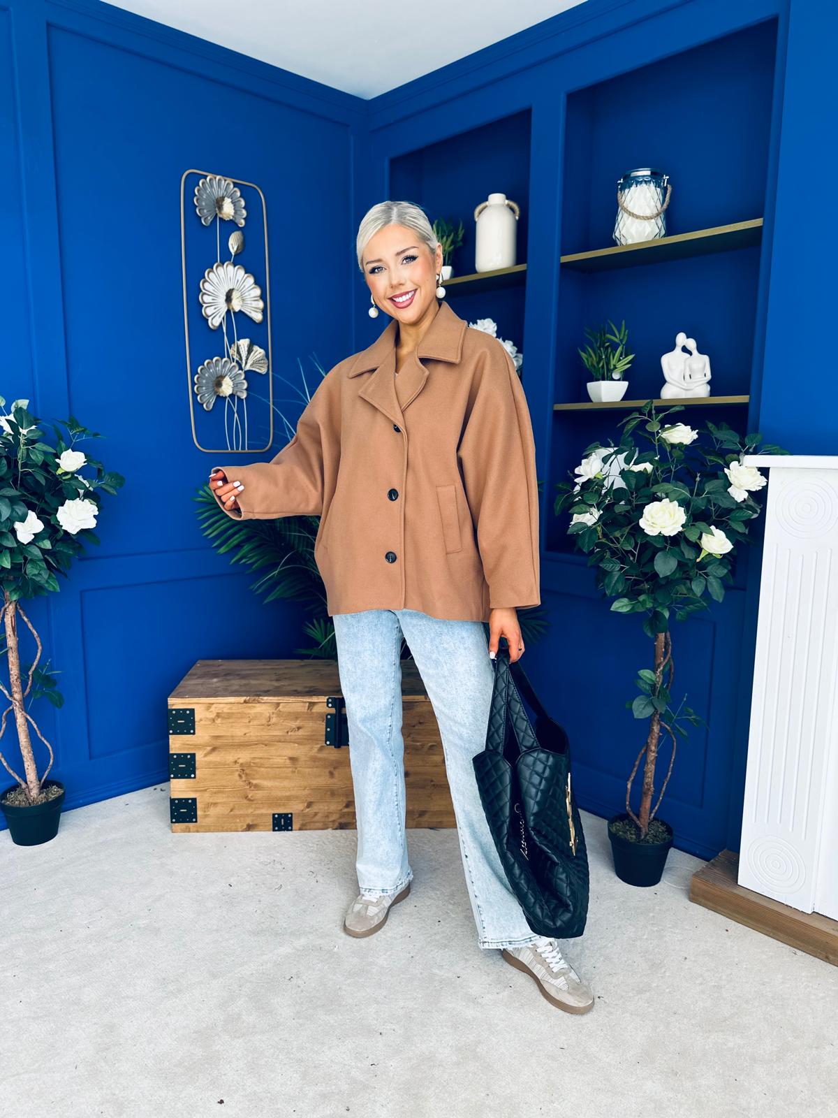 Avril Oversized Cape Jacket Camel