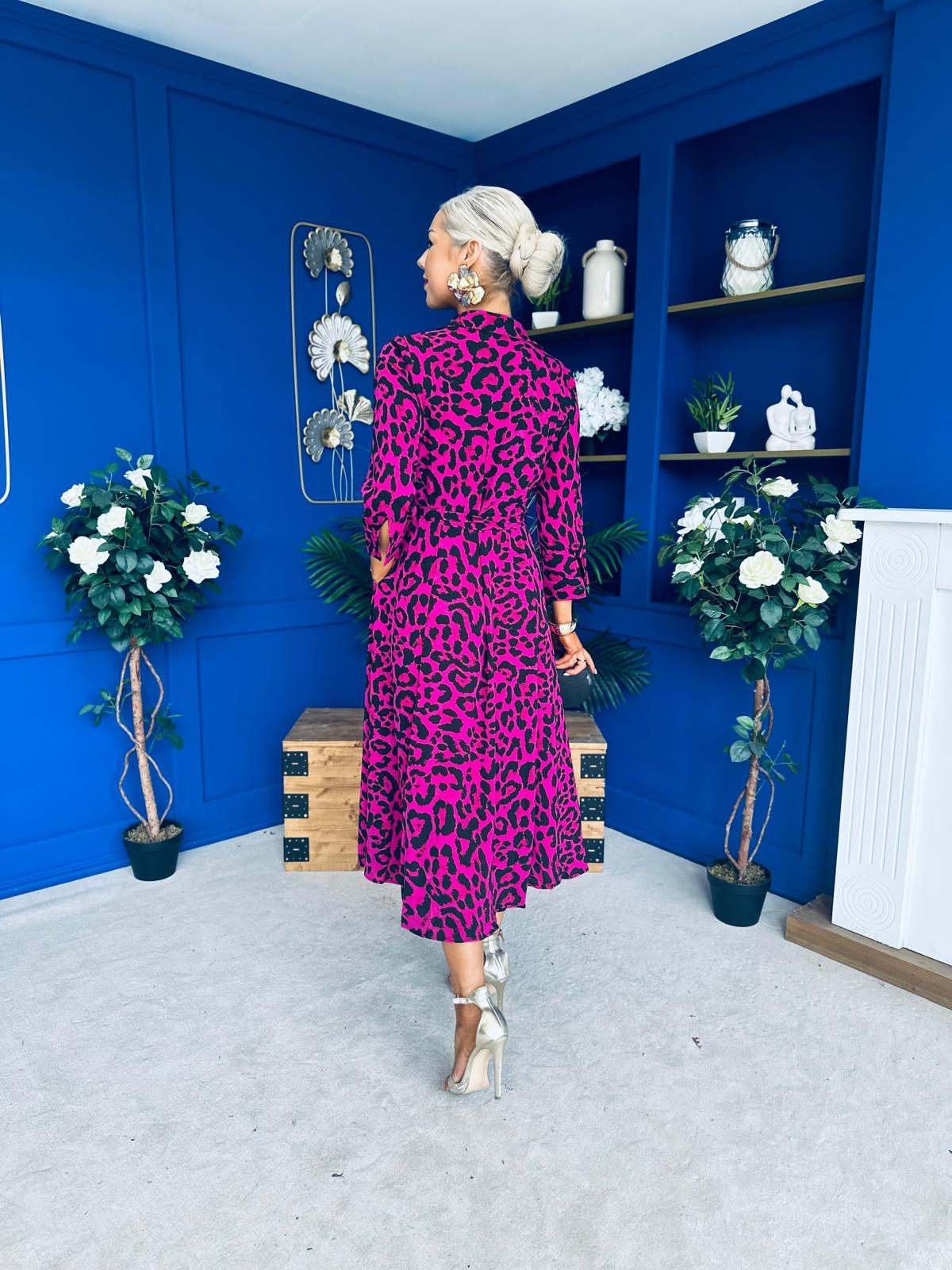 Angela Shirt Maxi Dress Pink Animal