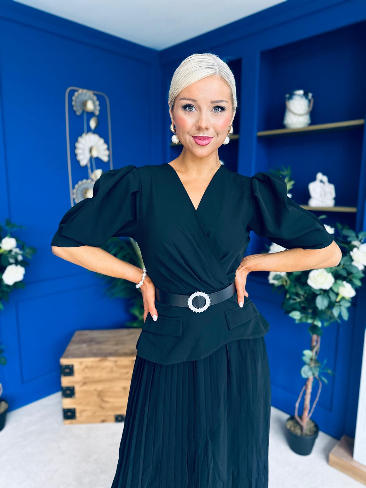 Danica Detailed Midi Dress Black