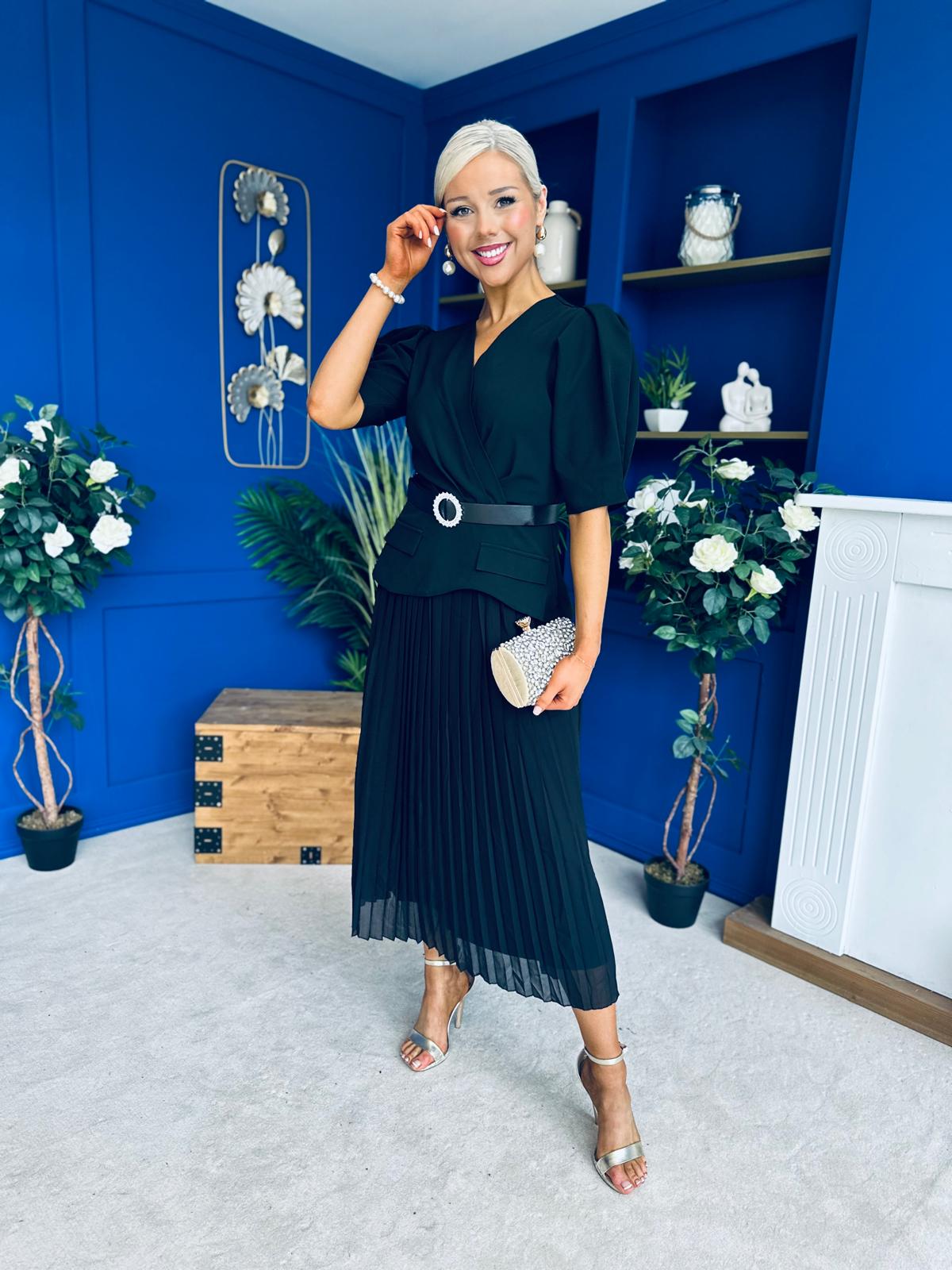 Danica Detailed Midi Dress Black