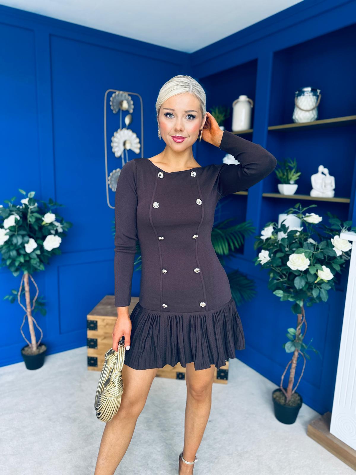Jada Button Detail Mini Dress Coco