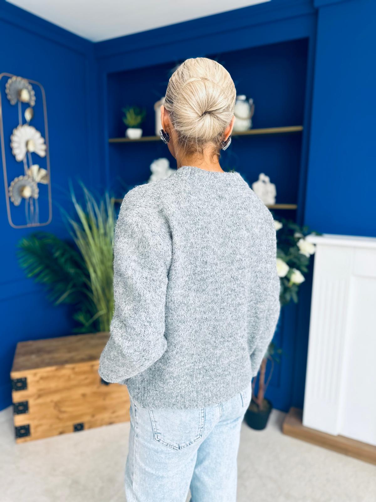 Diane Embellished Knit Jumper Grey