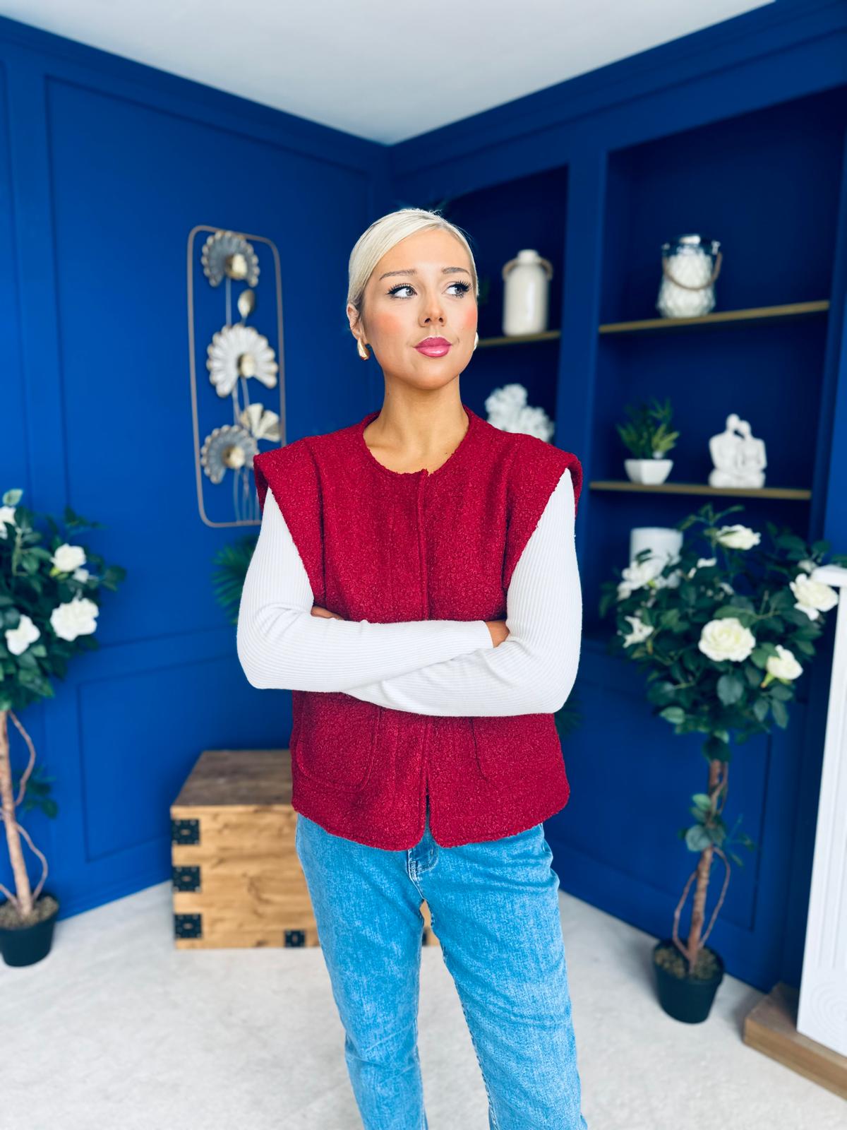 Maeve Detailed Gilet Wine