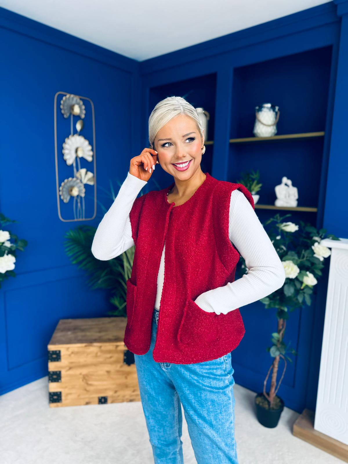 Maeve Detailed Gilet Wine