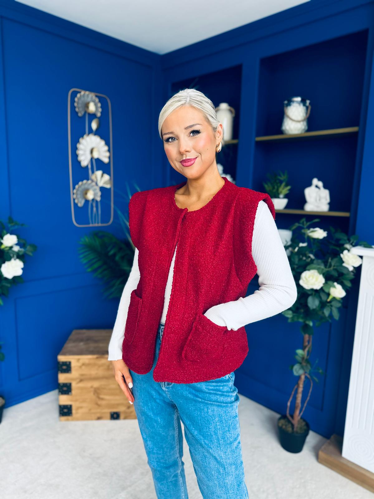 Maeve Detailed Gilet Wine