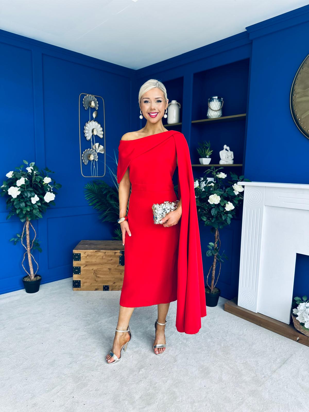 Amanda Detailed Occasion Dress Red