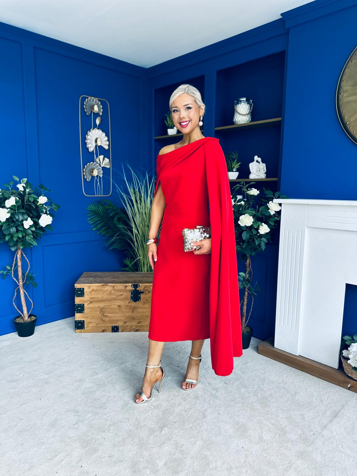 Amanda Detailed Occasion Dress Red