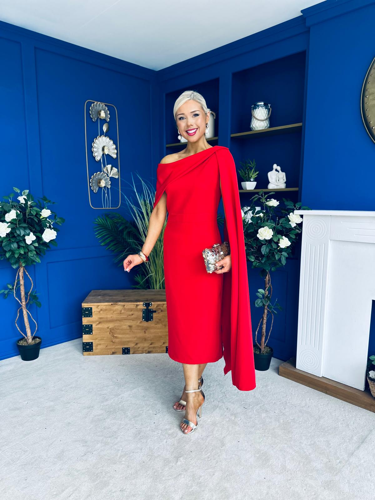 Amanda Detailed Occasion Dress Red
