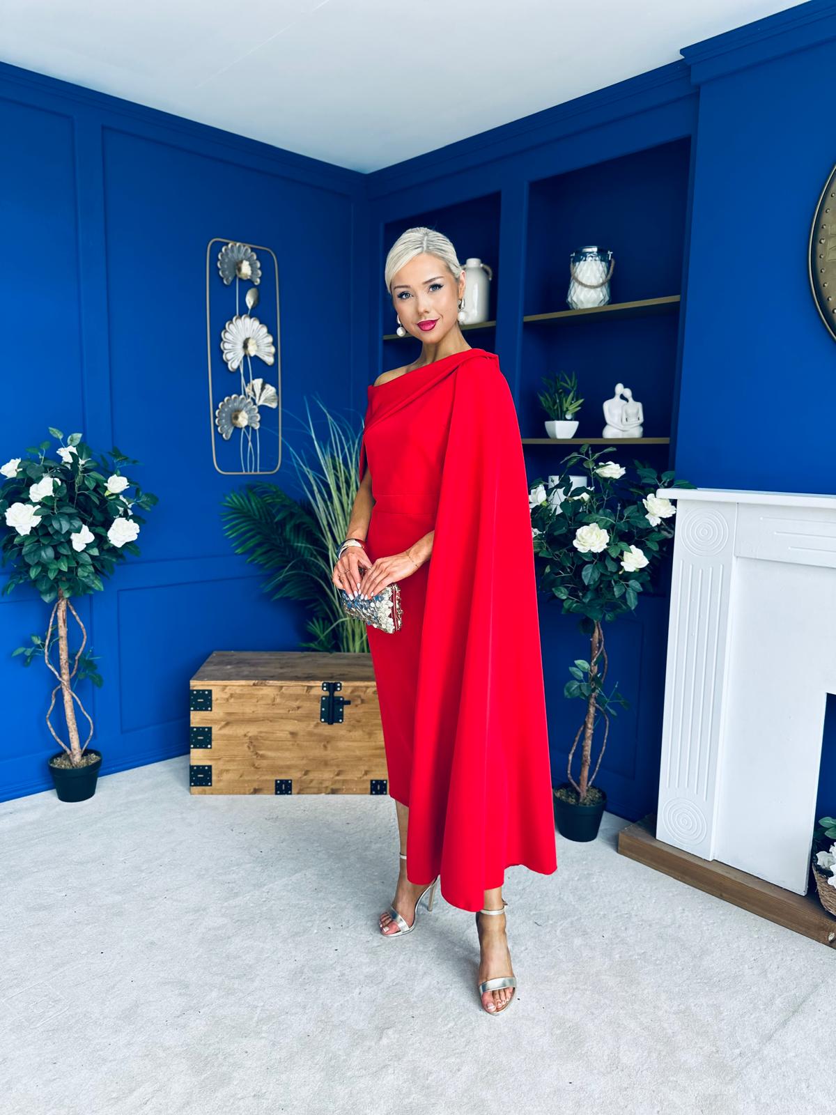 Amanda Detailed Occasion Dress Red