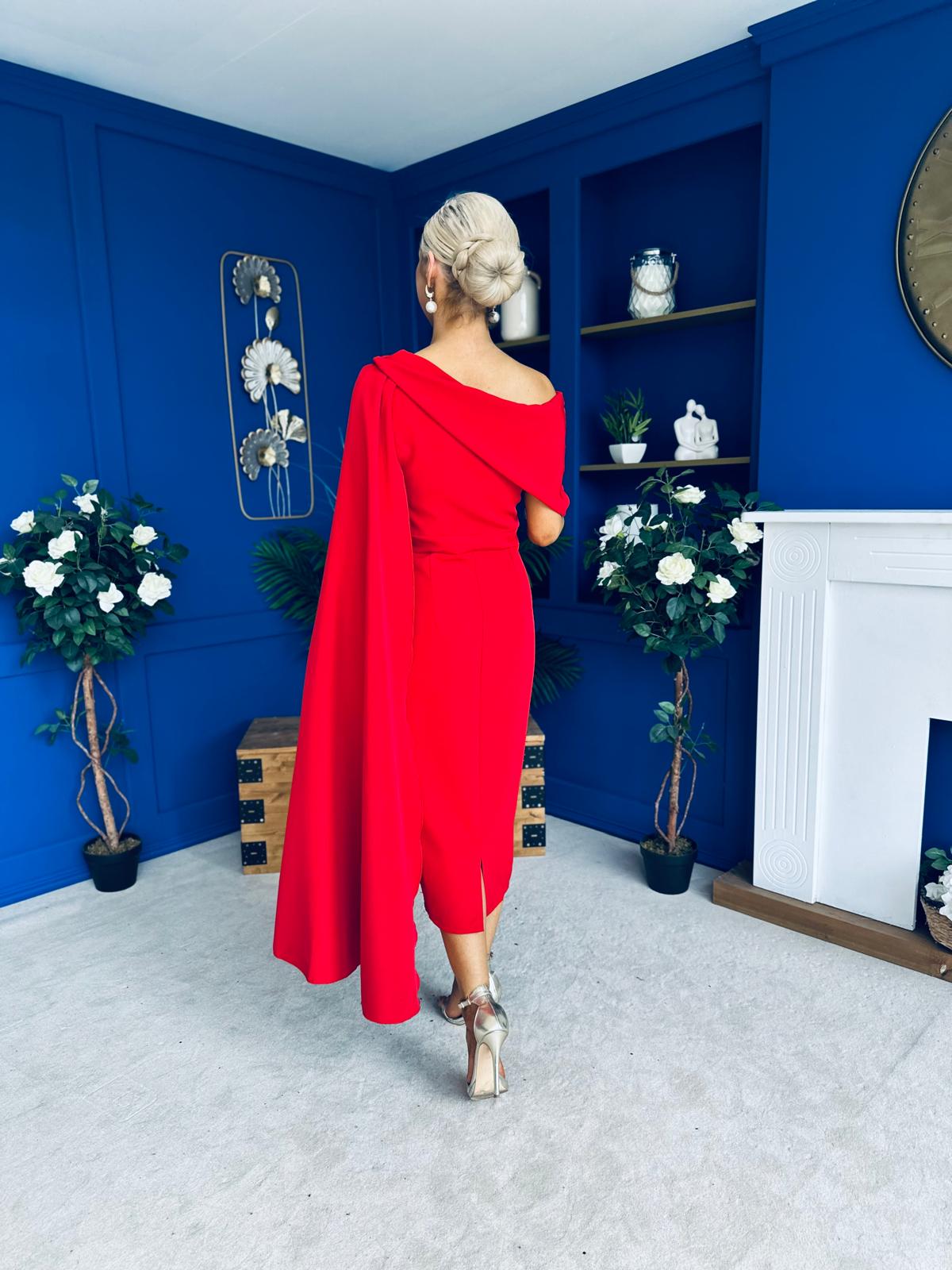 Amanda Detailed Occasion Dress Red