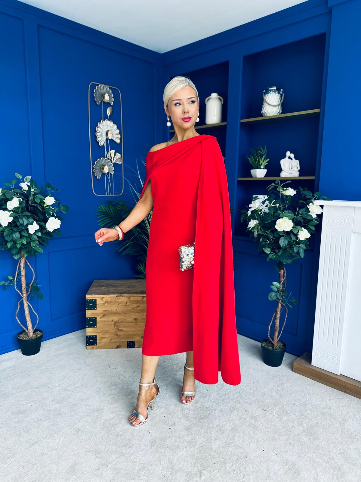 Amanda Detailed Occasion Dress Red
