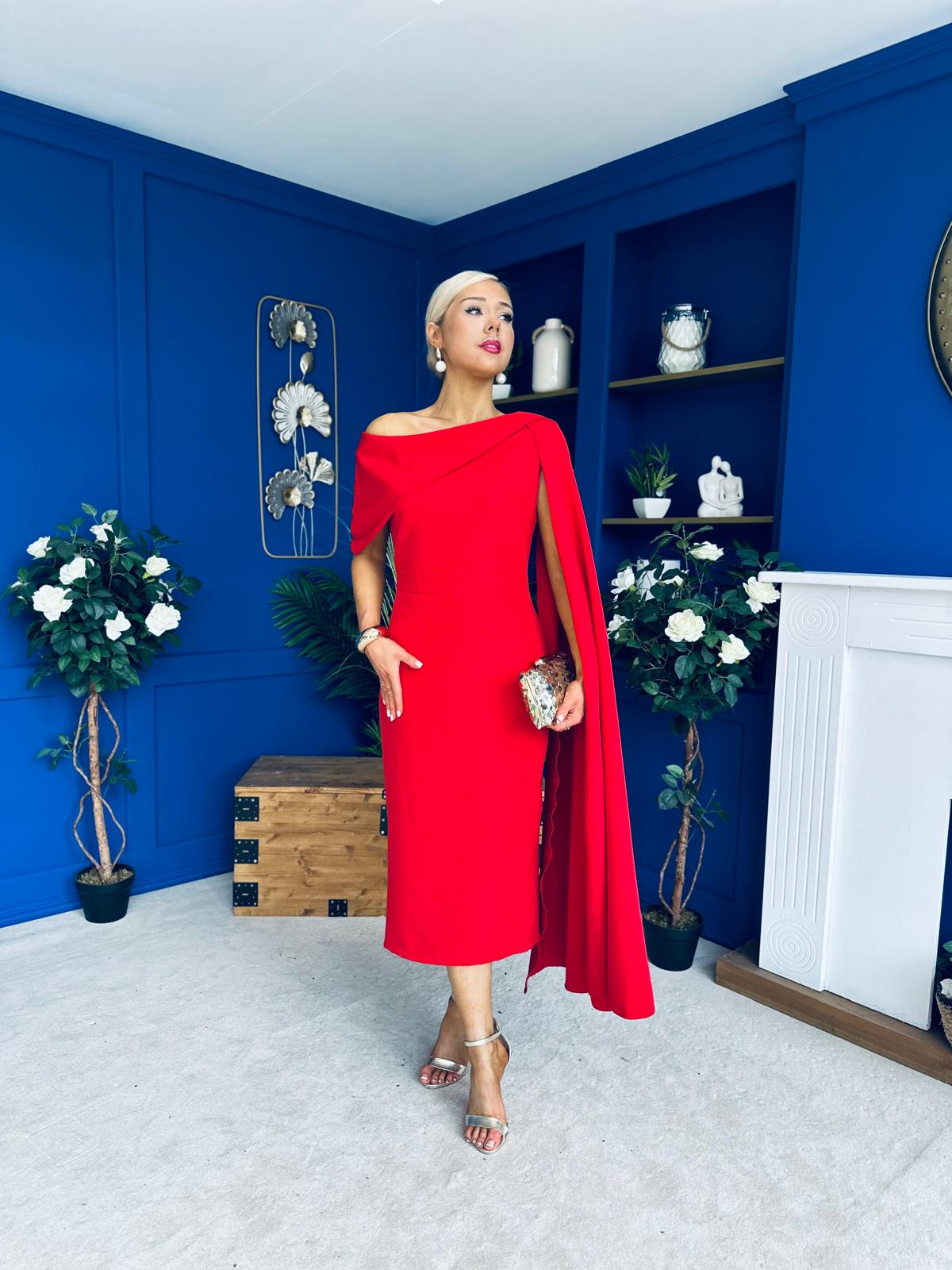 Amanda Detailed Occasion Dress Red
