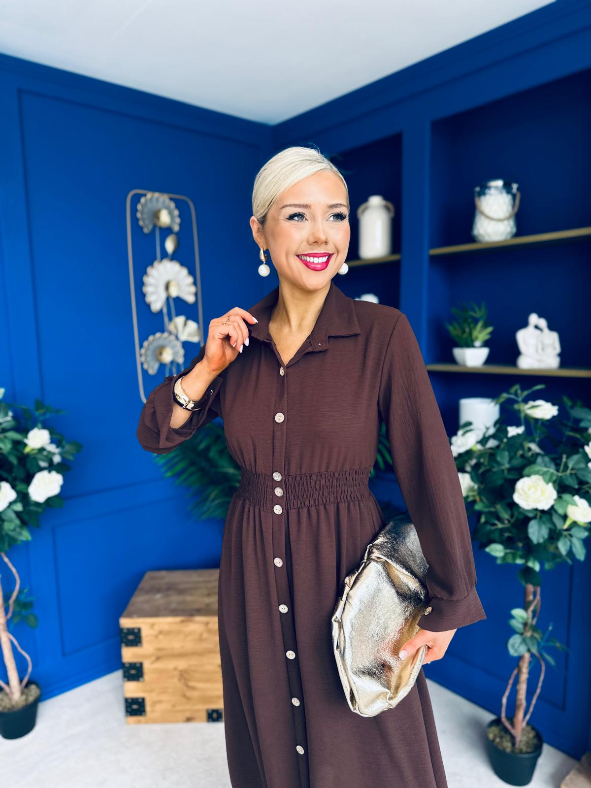 Brooke Button Detail Midi Dress Coco