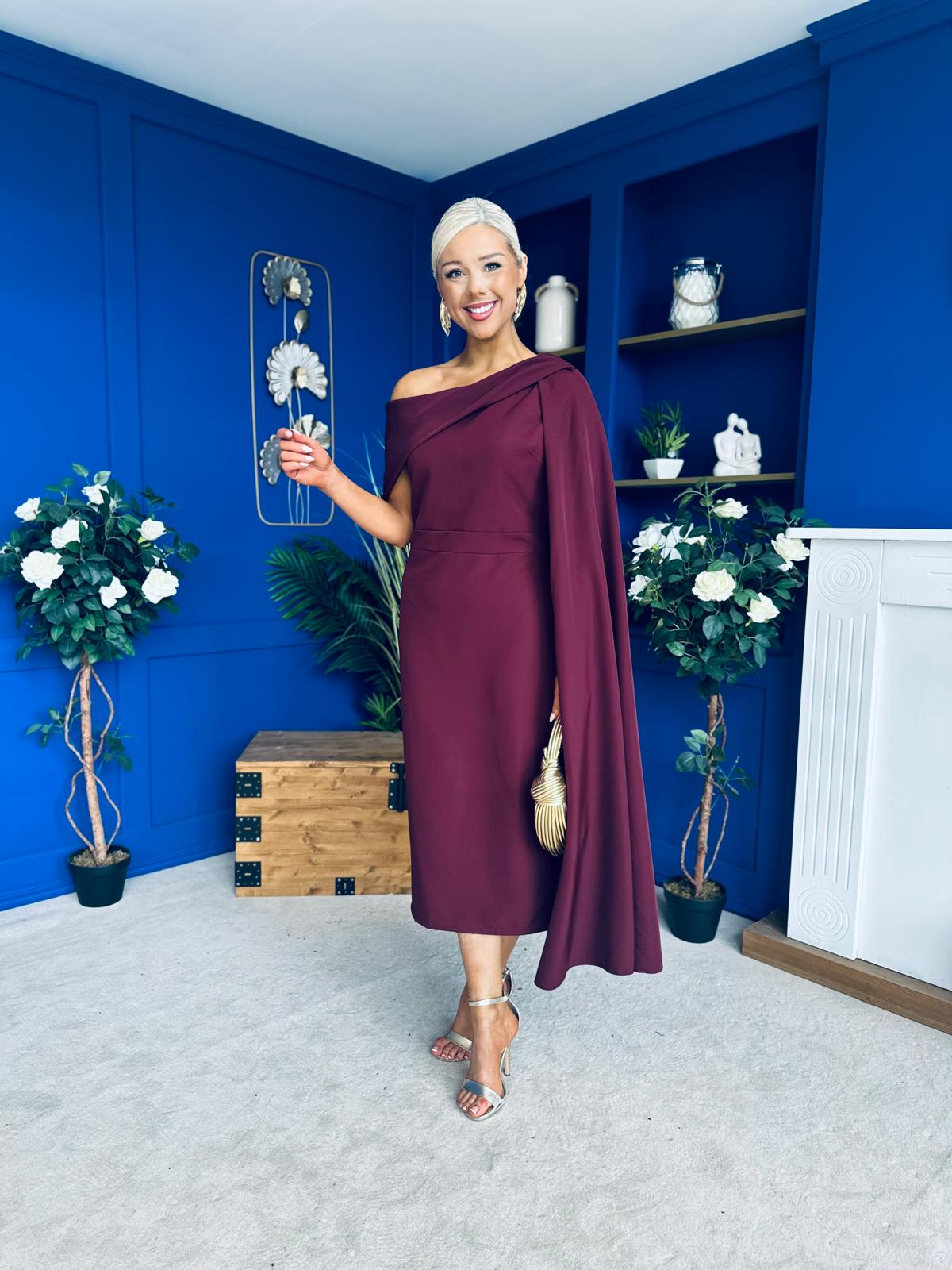 Amanda Detailed Occasion Dress Burgundy