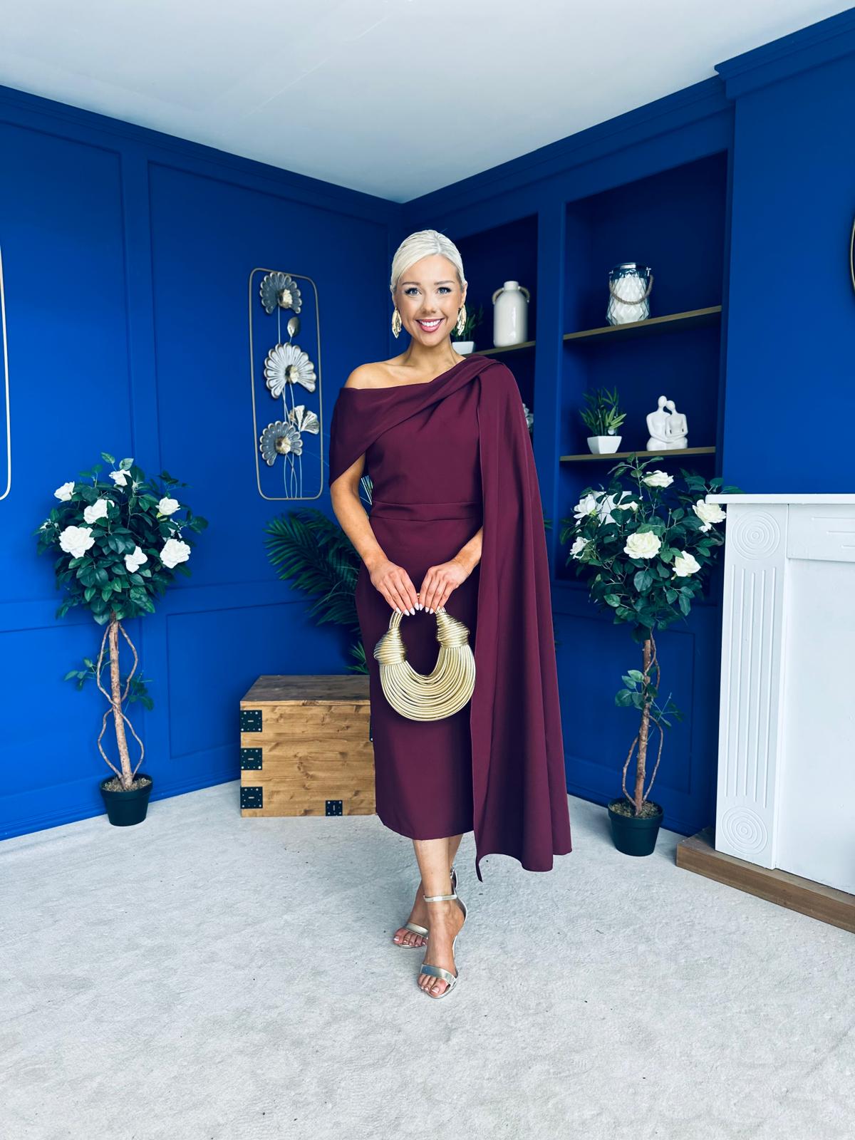 Amanda Detailed Occasion Dress Burgundy