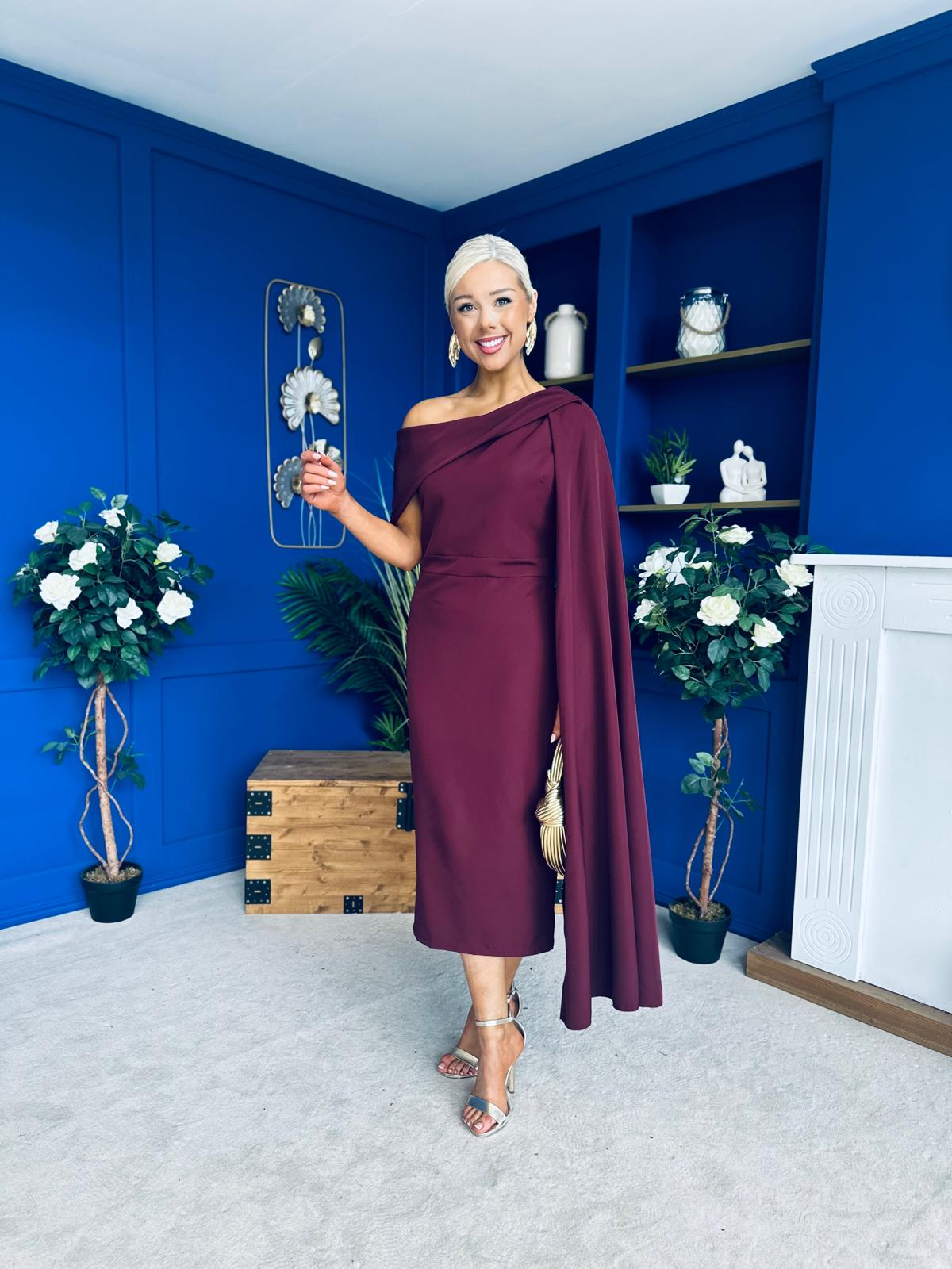 Amanda Detailed Occasion Dress Burgundy