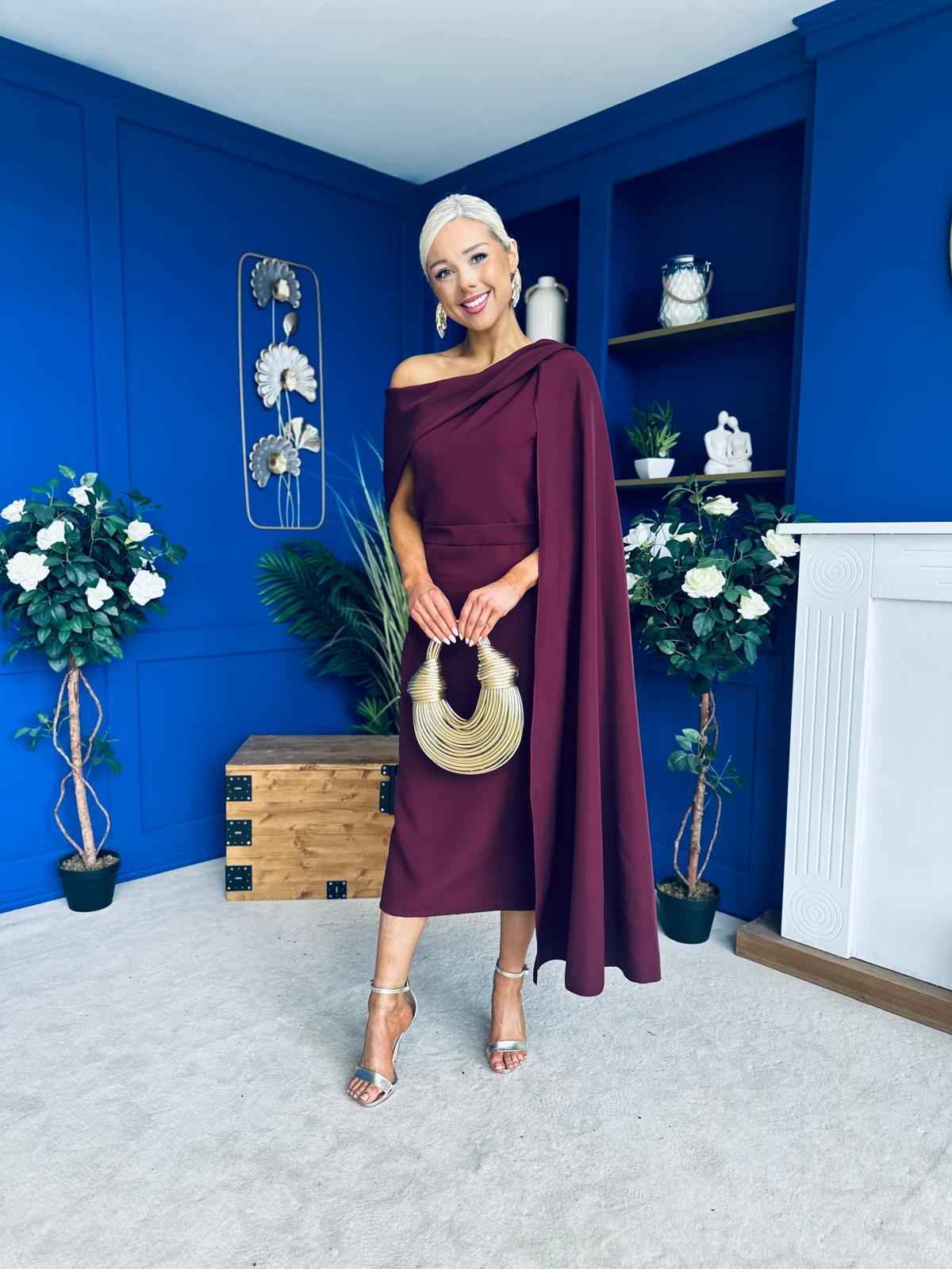 Amanda Detailed Occasion Dress Burgundy