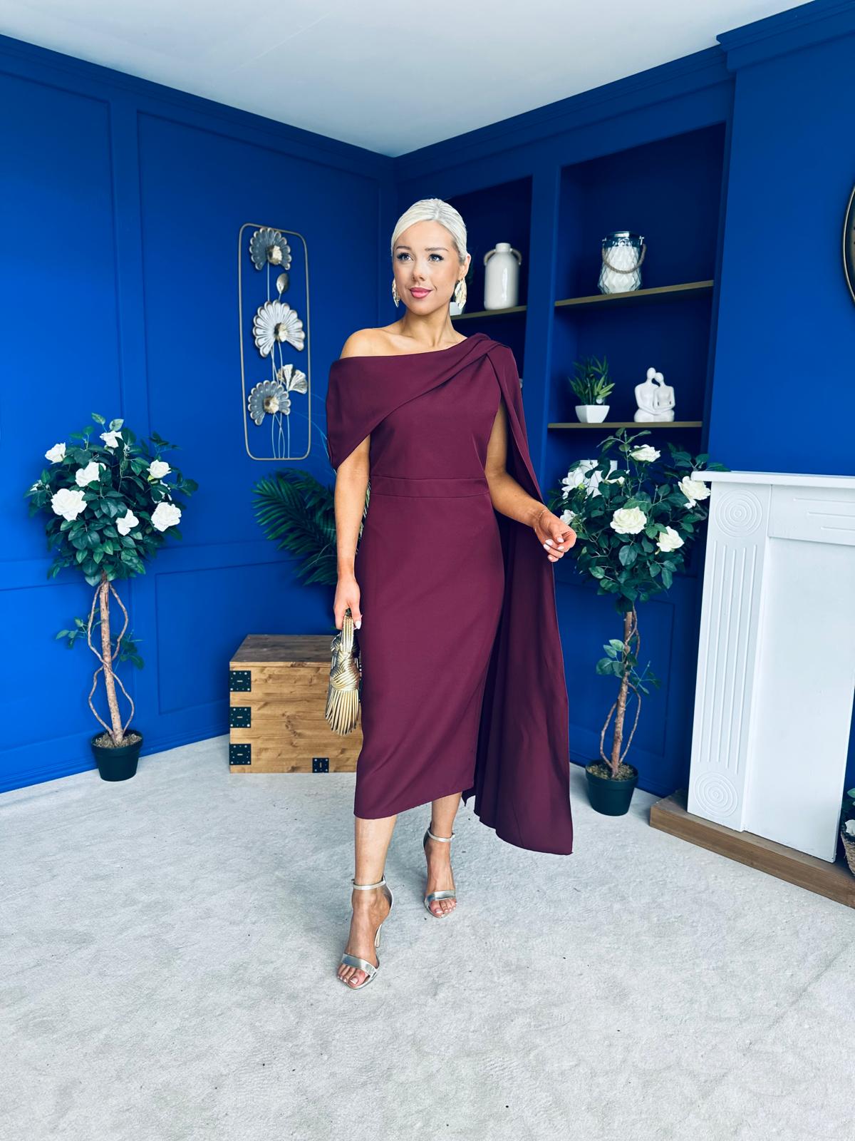 Amanda Detailed Occasion Dress Burgundy