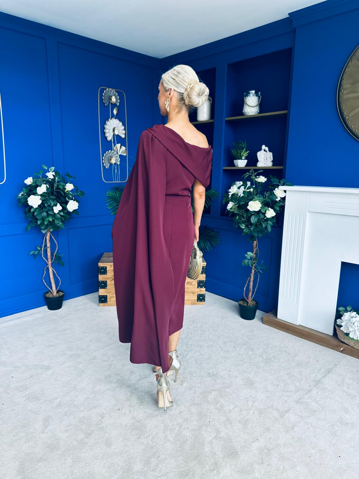 Amanda Detailed Occasion Dress Burgundy