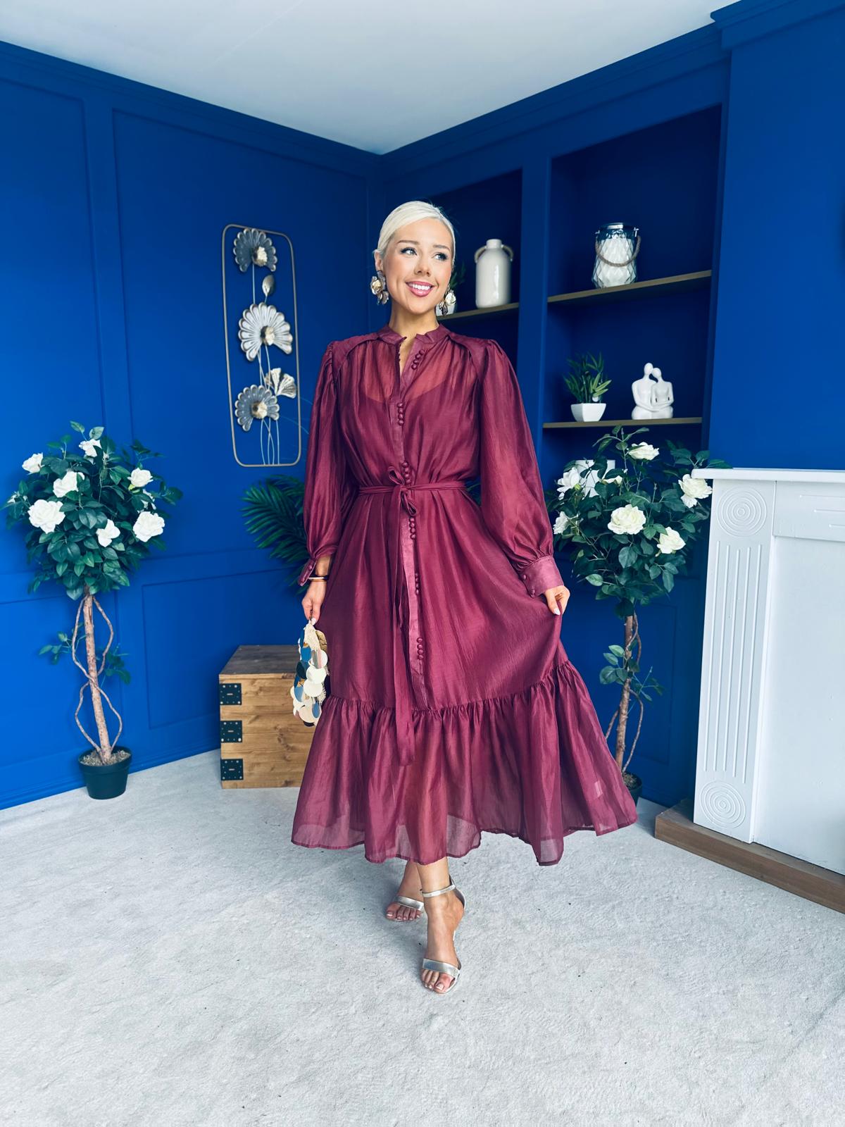 Annette Occasion Shirt Dress Burgundy
