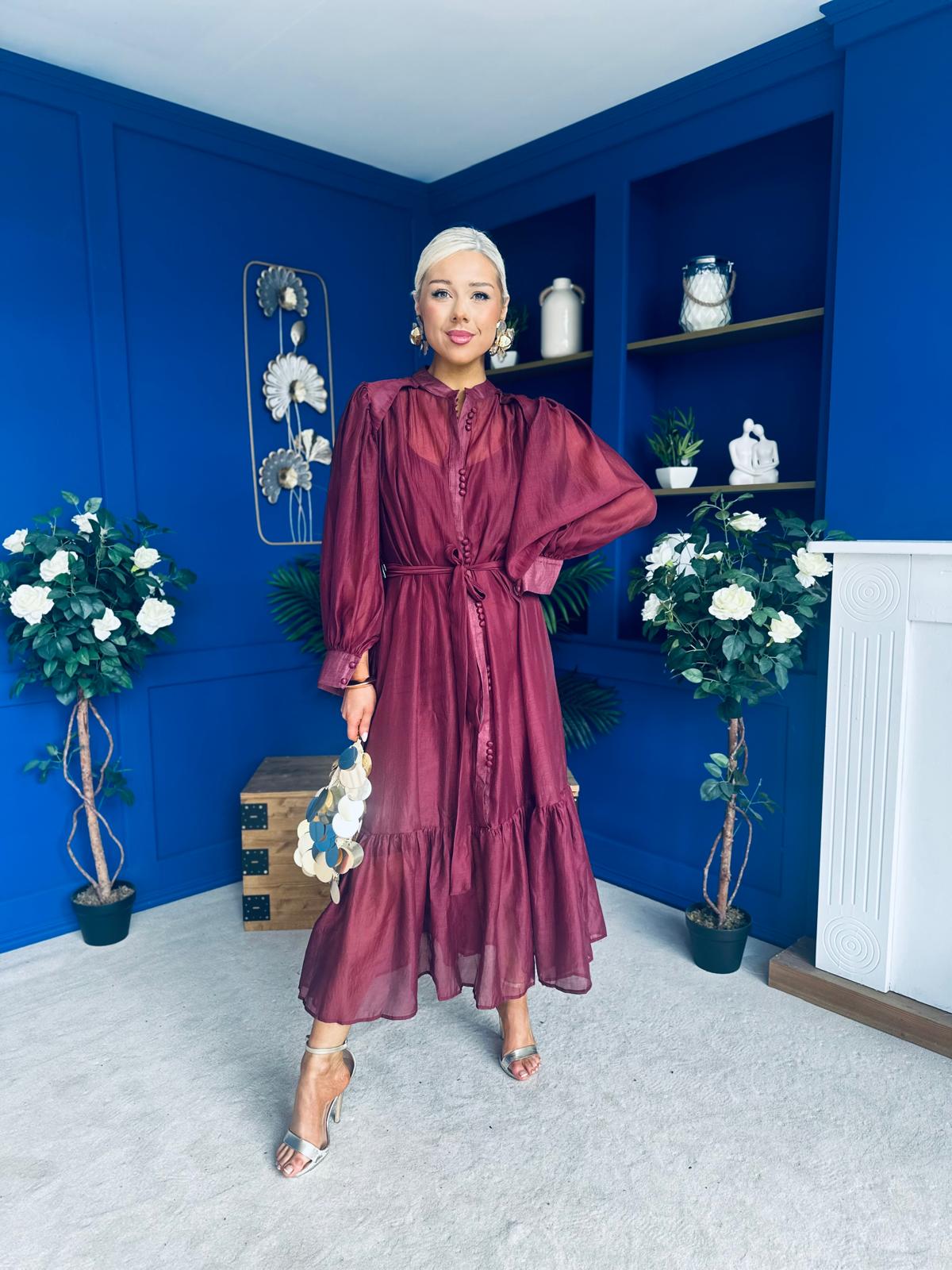 Annette Occasion Shirt Dress Burgundy