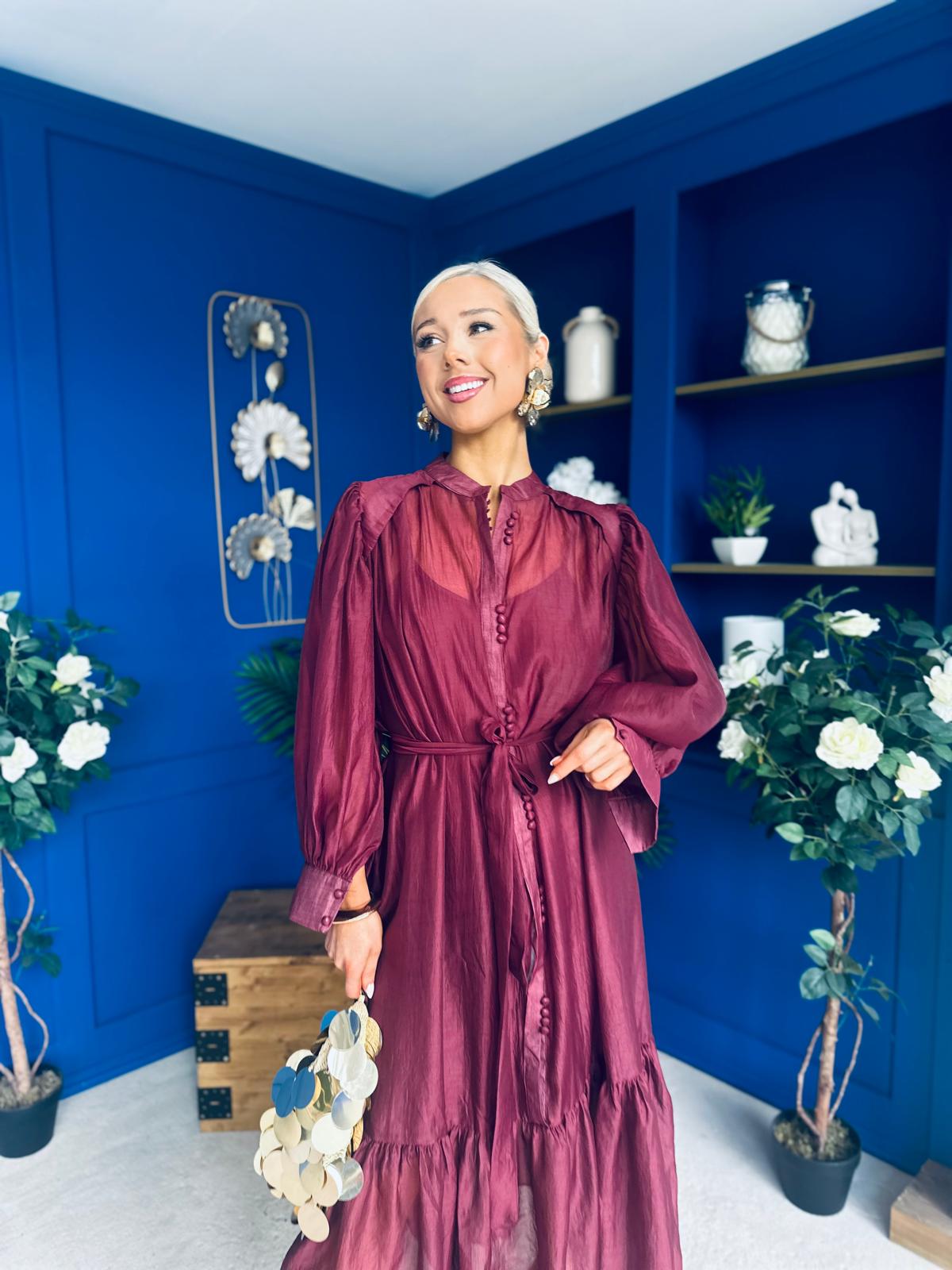 Annette Occasion Shirt Dress Burgundy