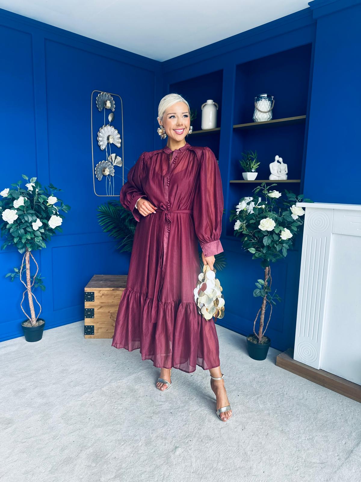 Annette Occasion Shirt Dress Burgundy
