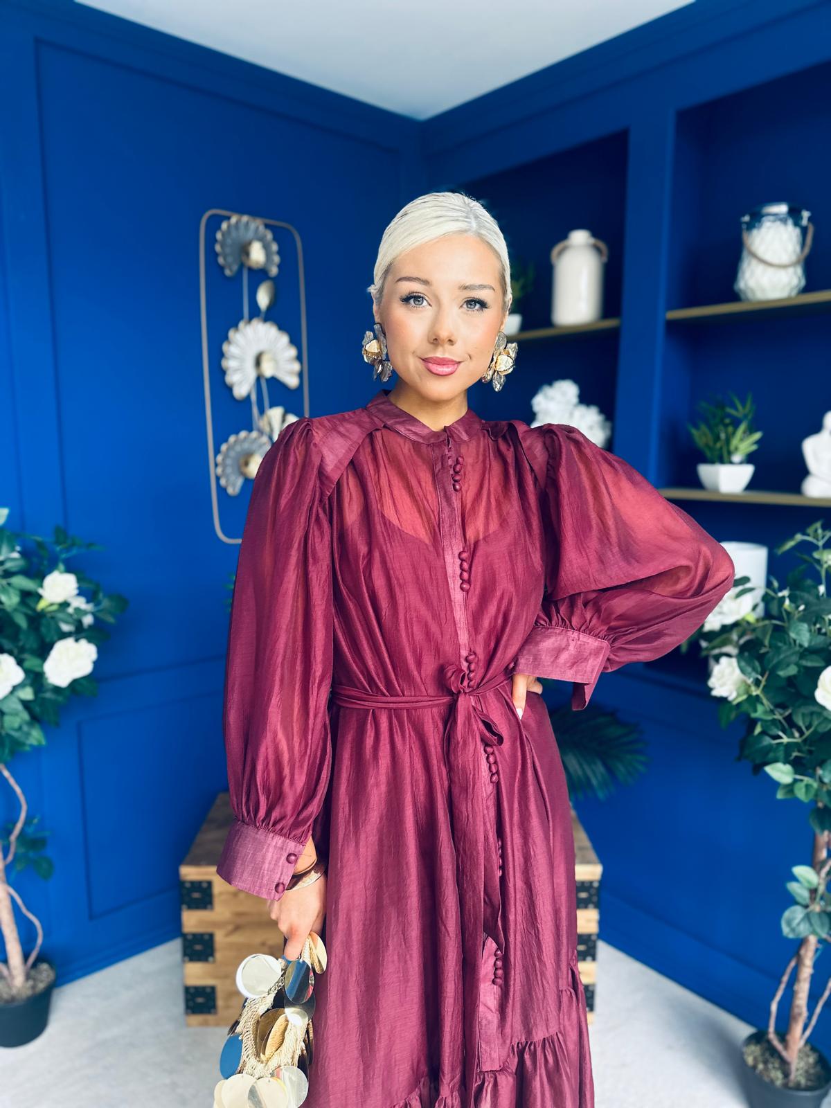 Annette Occasion Shirt Dress Burgundy