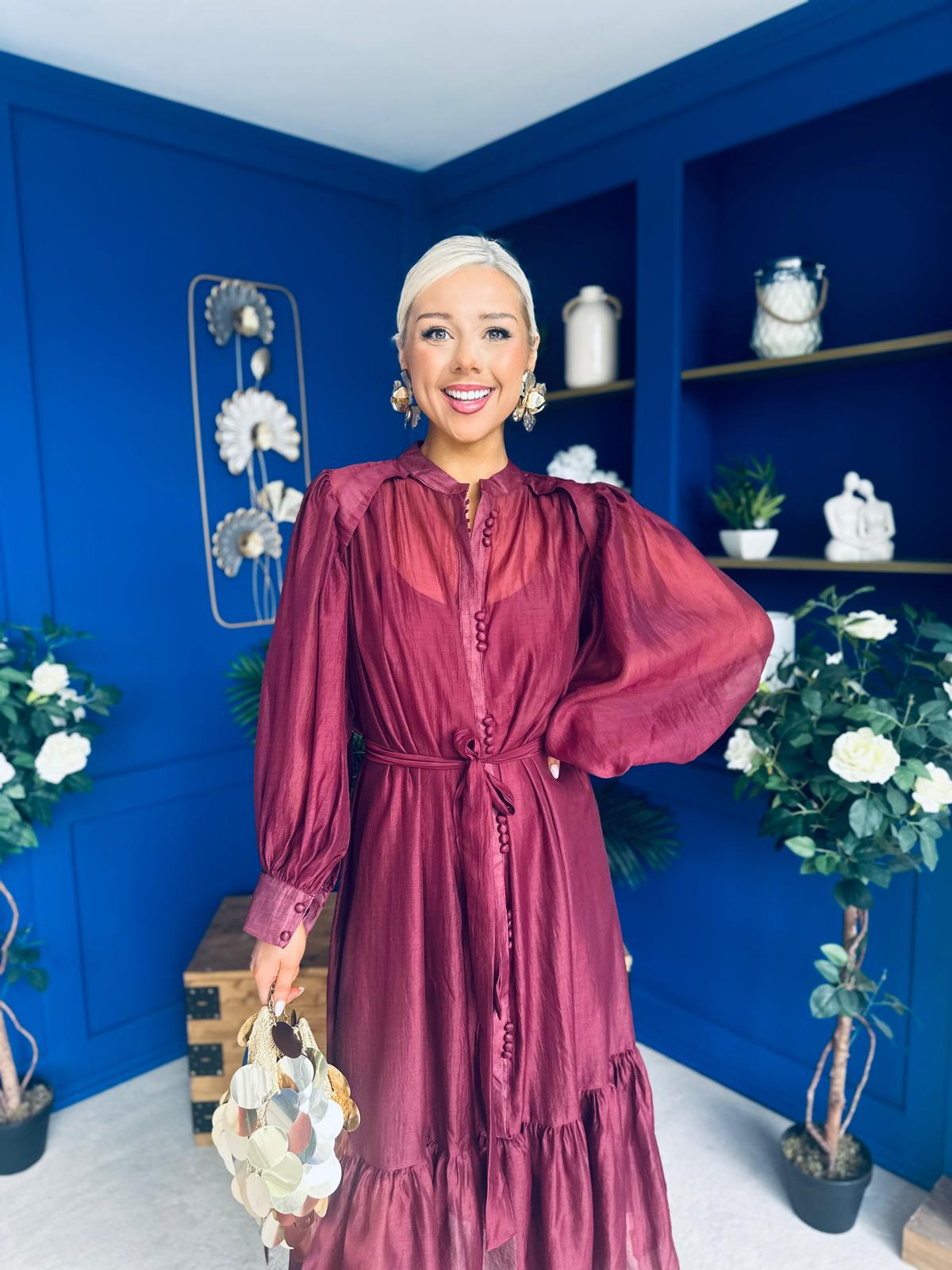 Annette Occasion Shirt Dress Burgundy