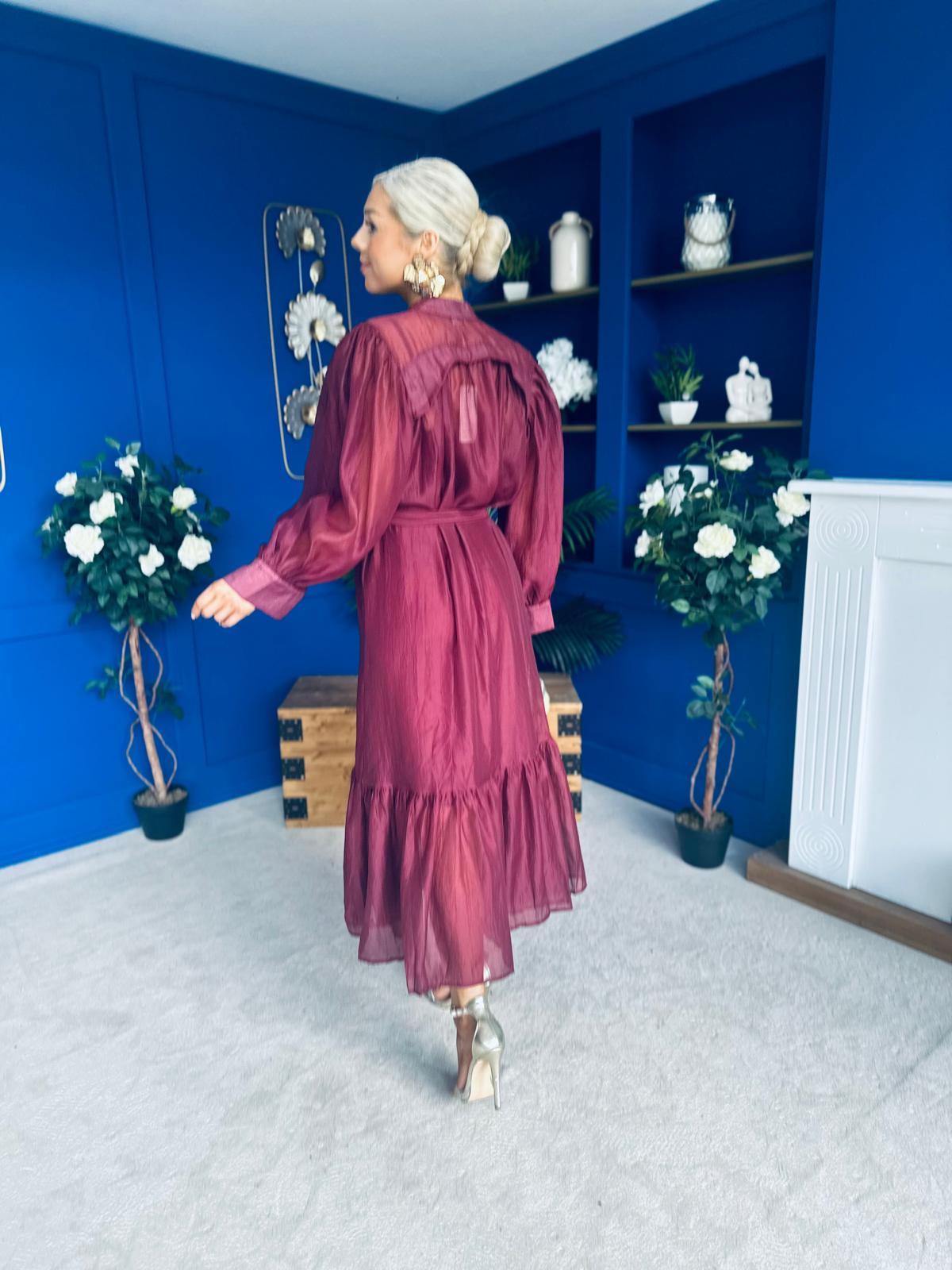 Annette Occasion Shirt Dress Burgundy