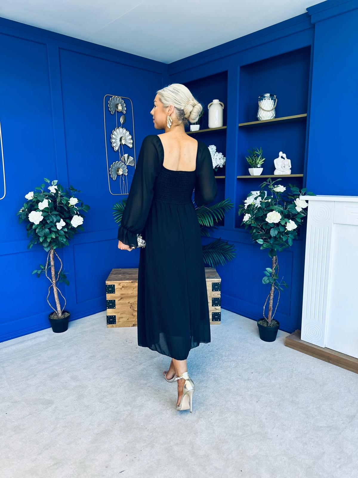 Eire Long Sleeve Midi Dress Black
