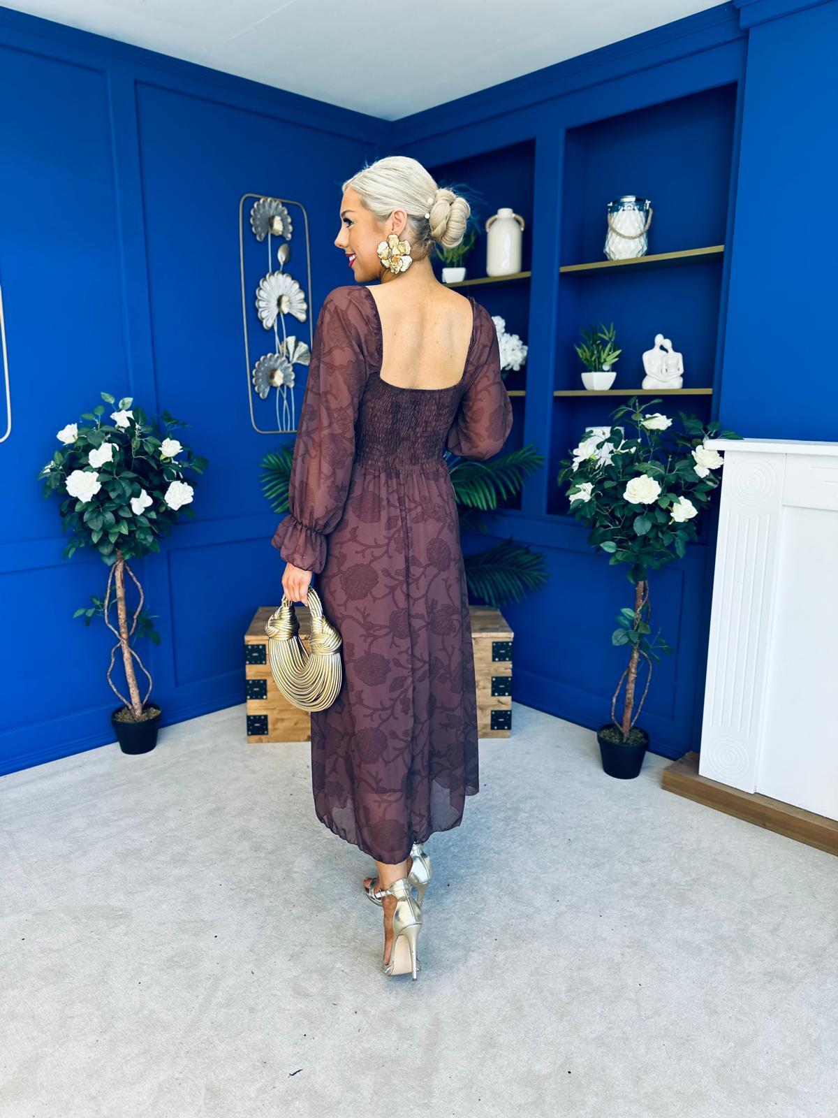 Chloe Long Sleeve Midi Dress Floral Coco