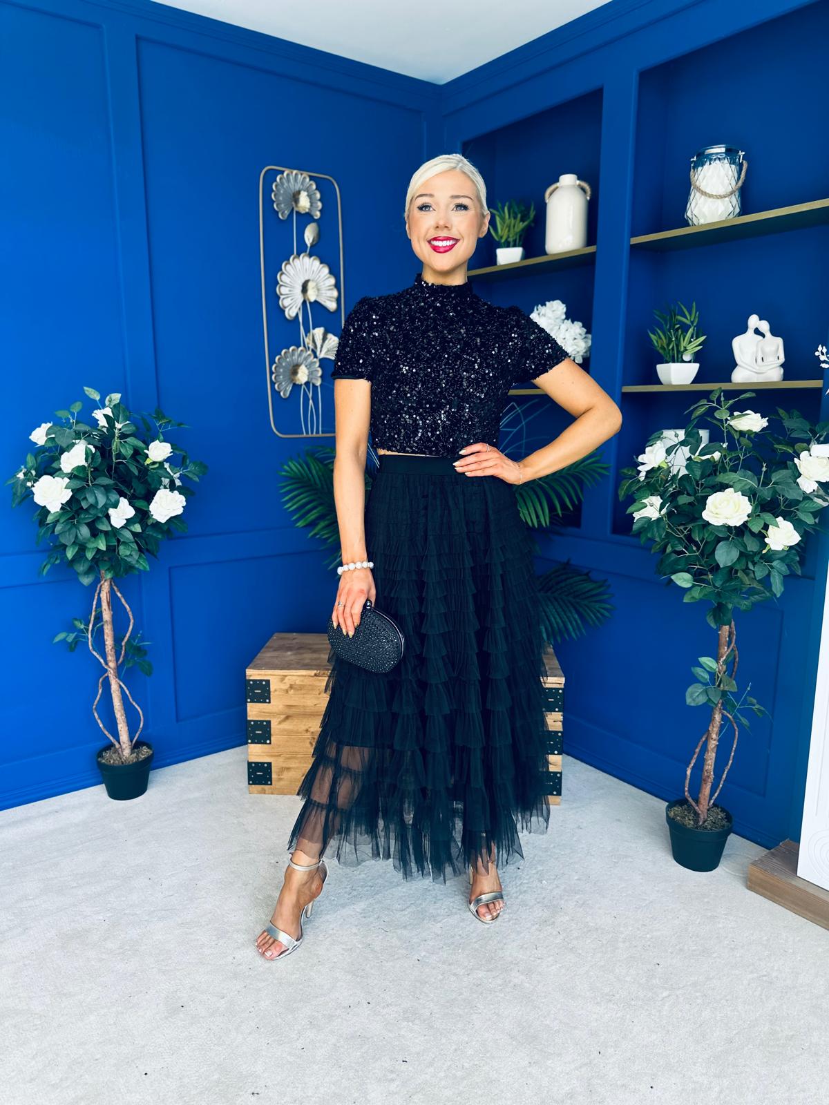 Samira Layered Tulle Skirt Black