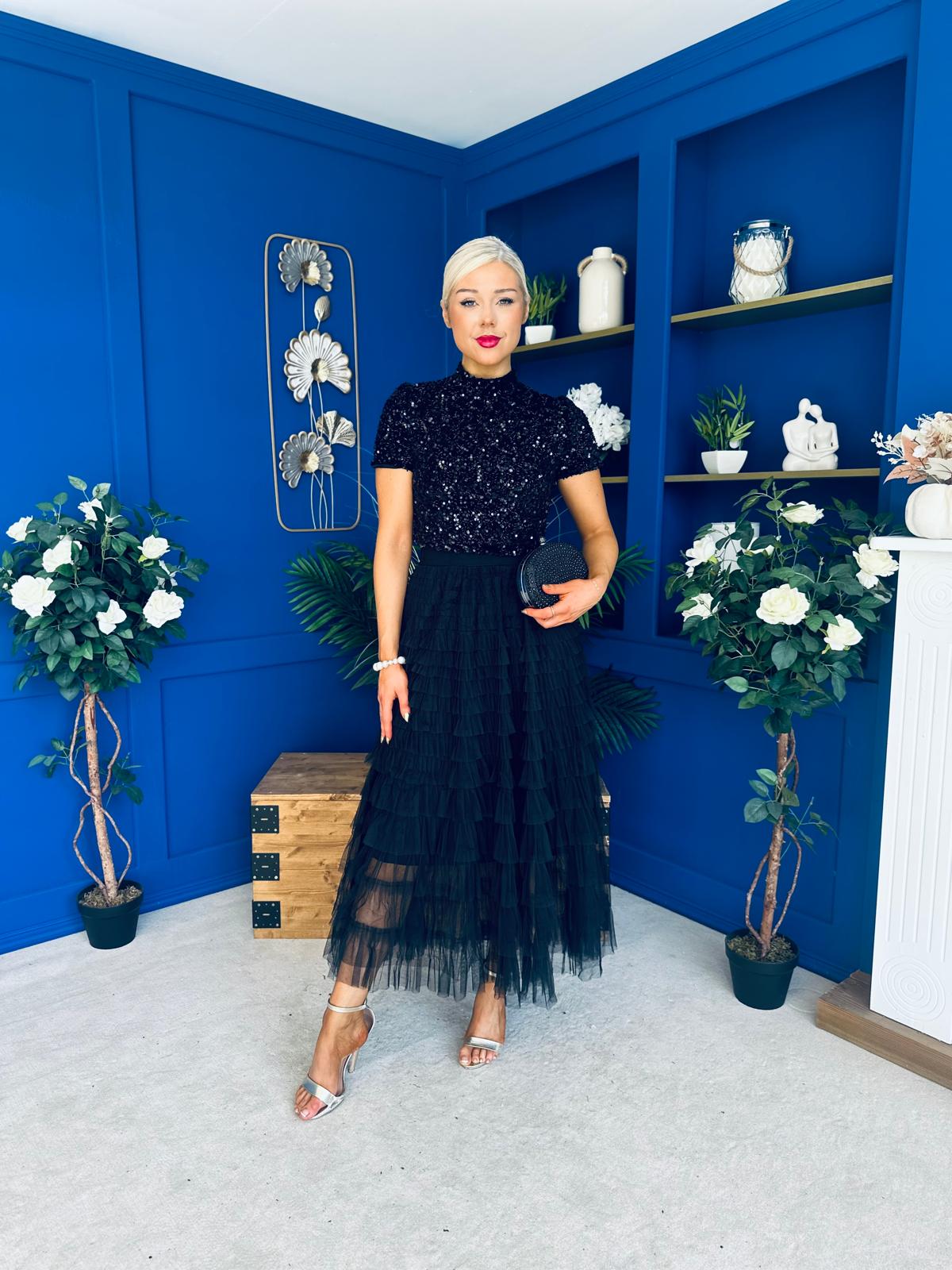 Samira Layered Tulle Skirt Black