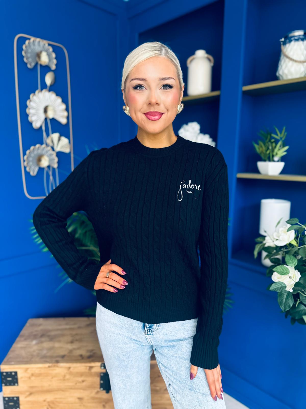 Wianette Rope Knit Jumper Black