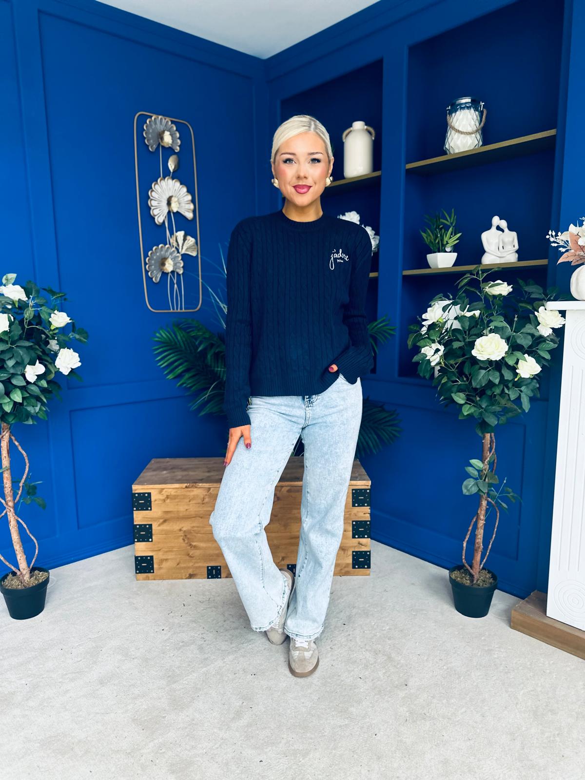 Wianette Rope Knit Jumper Navy