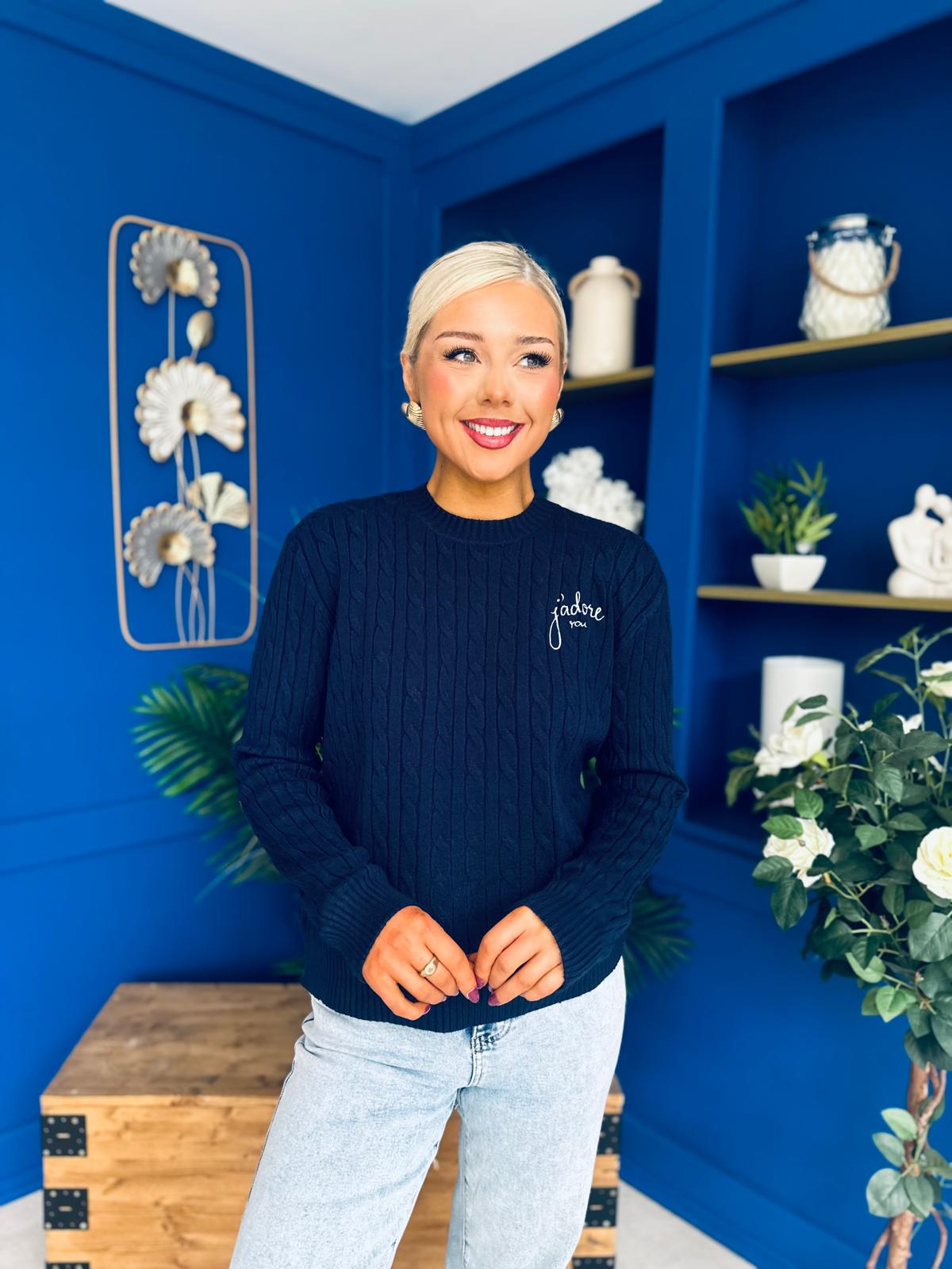 Wianette Rope Knit Jumper Navy