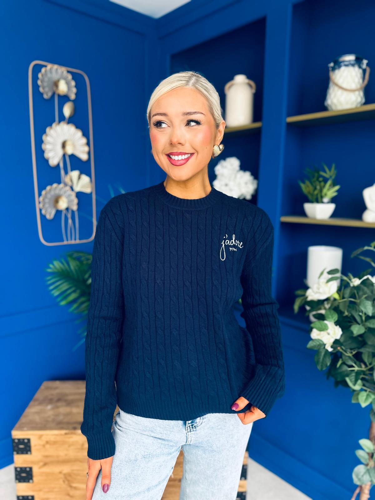 Wianette Rope Knit Jumper Navy