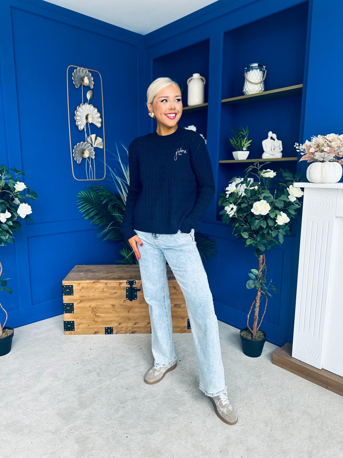 Wianette Rope Knit Jumper Navy