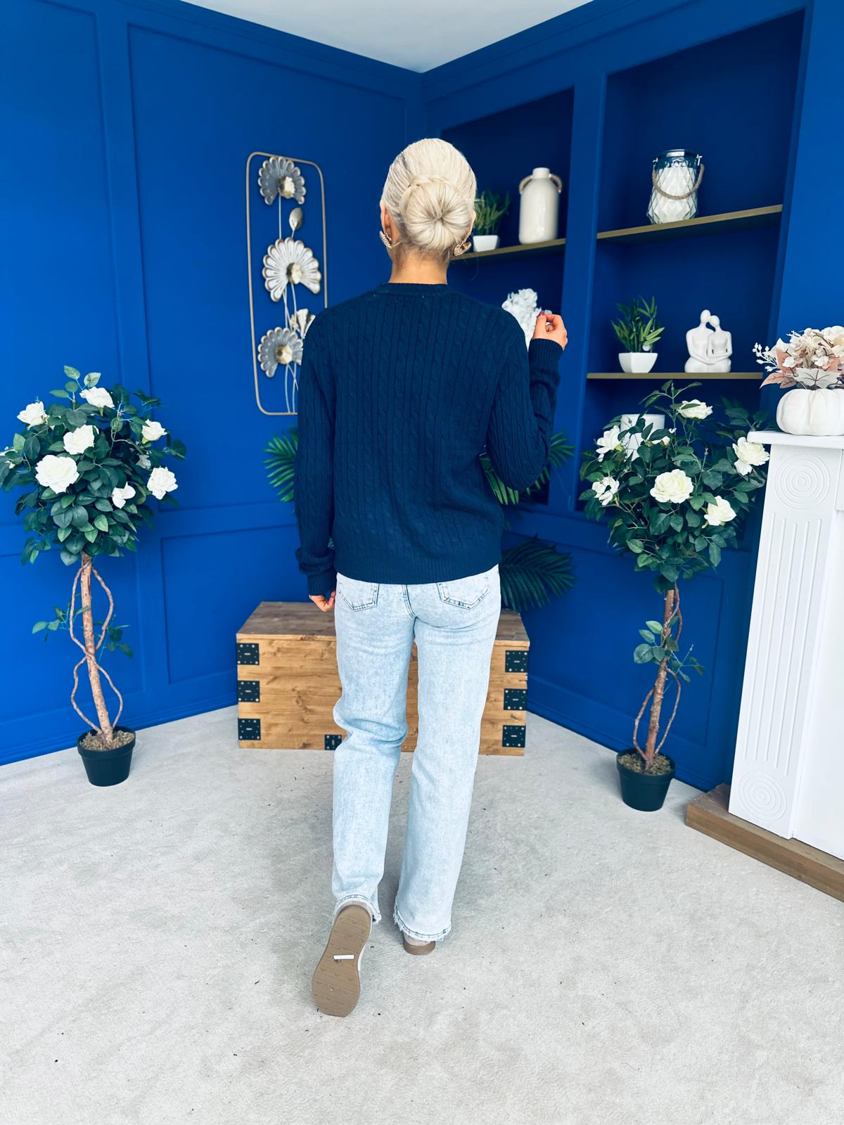 Wianette Rope Knit Jumper Navy