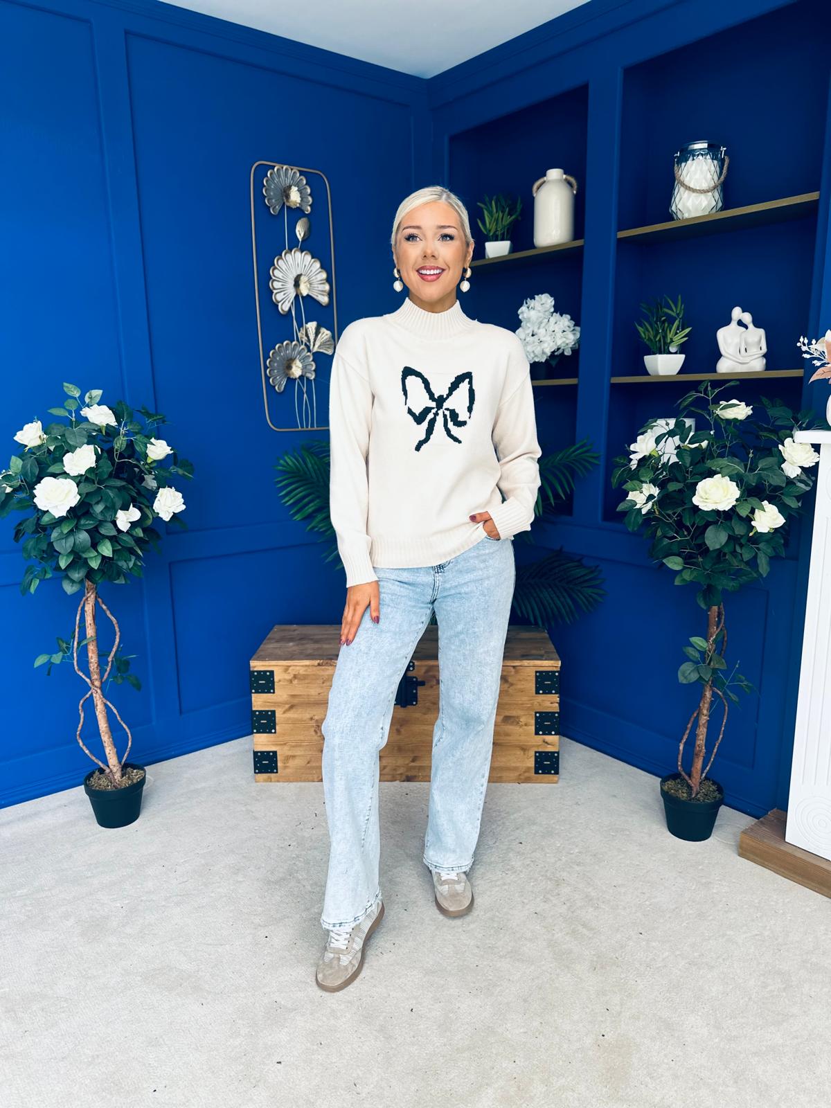 Bowie Detailed Knit Jumper Cream